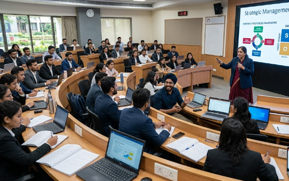 Students in a lecture theatre during an interactive session